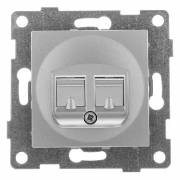 Розетка двойная RJ-12 и Ethernet RJ-45 без рамки Gusi Electric BRAVO С10КТ-004