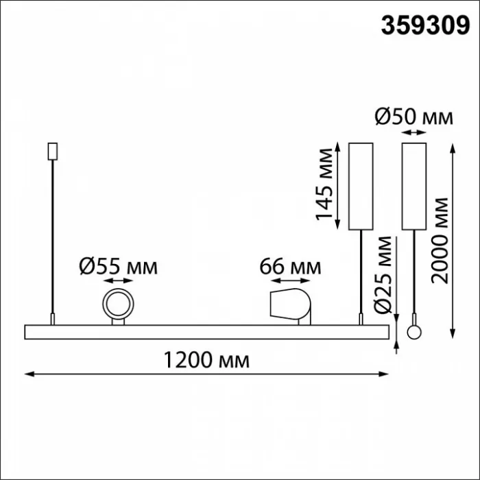 Светильник подвесной диммируемый (сенсер) IP20 LED 14W+14W 4000K 220-240V FERMO 359309 OVER NT24 000 Черный от ImperiumLoft