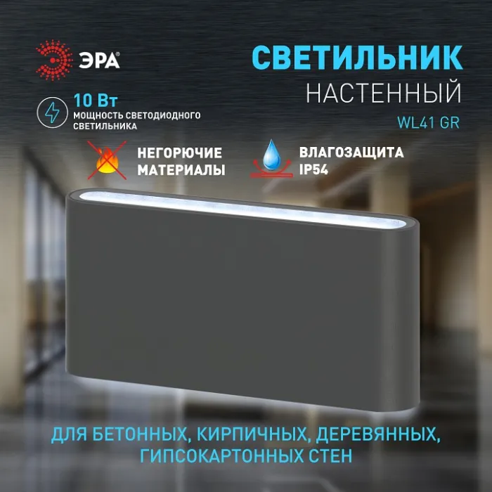 Накладной светильник Эра WL41 GR Б0054418 от ImperiumLoft