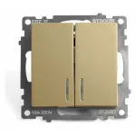 Выключатель двухклавишный с подсветкой без рамки Stekker Катрин 49217 от ImperiumLoft