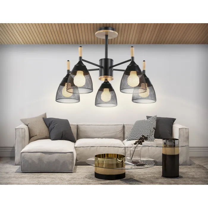 Подвесная люстра TR8015/5 BK черный E27*5 max 40W D600*385 от NovaLamp