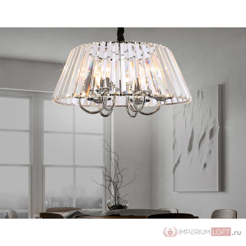 Подвесная люстра с хрусталем TR5038/6 CH/CL хром/прозрачный E14/6 max 40W D496*256 от NovaLamp