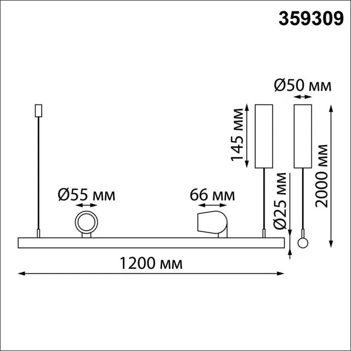 Светильник подвесной диммируемый (сенсер) IP20 LED 14W+14W 4000K 220-240V FERMO 359309 OVER NT24 000 Черный от ImperiumLoft
