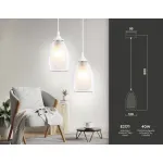 Подвесной светильник TR3534 WH/CL/FR белый/прозрачный/белый матовый E27 max 40W D120*800 от NovaLamp