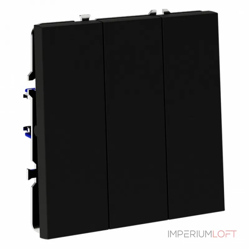 Выключатель встраиваемый S70 трехклавишный 10А (черный матовый) Voltum VLS030108