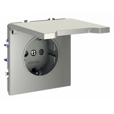 Розетка с заземлением и со шторкой без рамки с крышкой Voltum S70 VLS040305