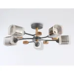 Светильник подвесной TR3033233/5 GR/LW/SM серый/светлое дерево/дымчатый E27*5 max 60W D700*180 от NovaLamp
