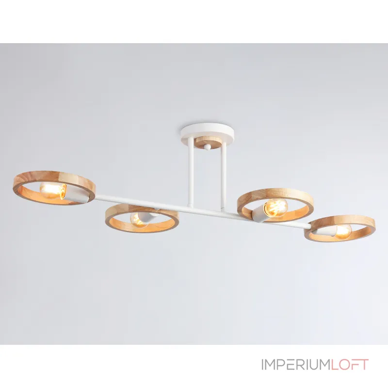 Подвесной светильник со сменной лампой TR8247/4 WH/LWD белый/светлое дерево E27/4 max 40W 840*360*220 от NovaLamp
