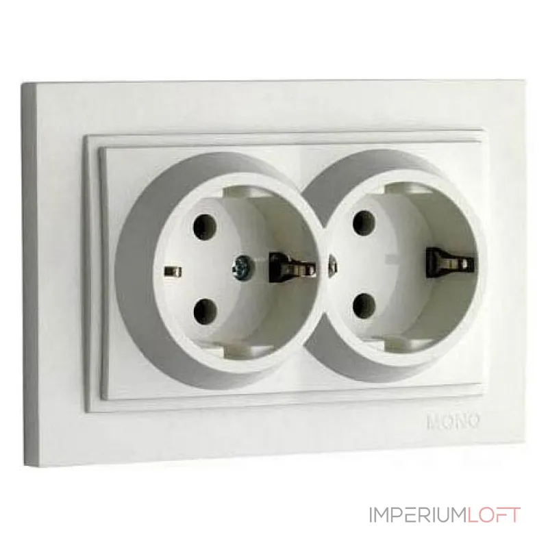 Розетка двойная с заземлением Mono Electric Despina 102-010004-120 Розетка двойная с заземлением Mono Electric Despina 102-010004-120
