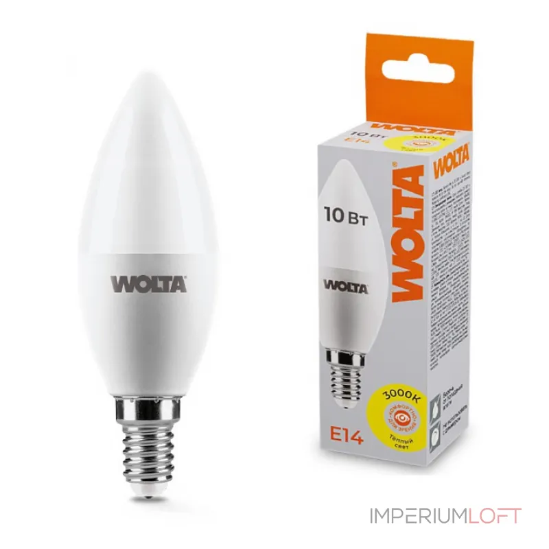 Лампа светодиодная Wolta E14 10Вт 3000K 25YC10E14