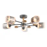 Светильник подвесной TR3033233/5 GR/LW/SM серый/светлое дерево/дымчатый E27*5 max 60W D700*180 от NovaLamp