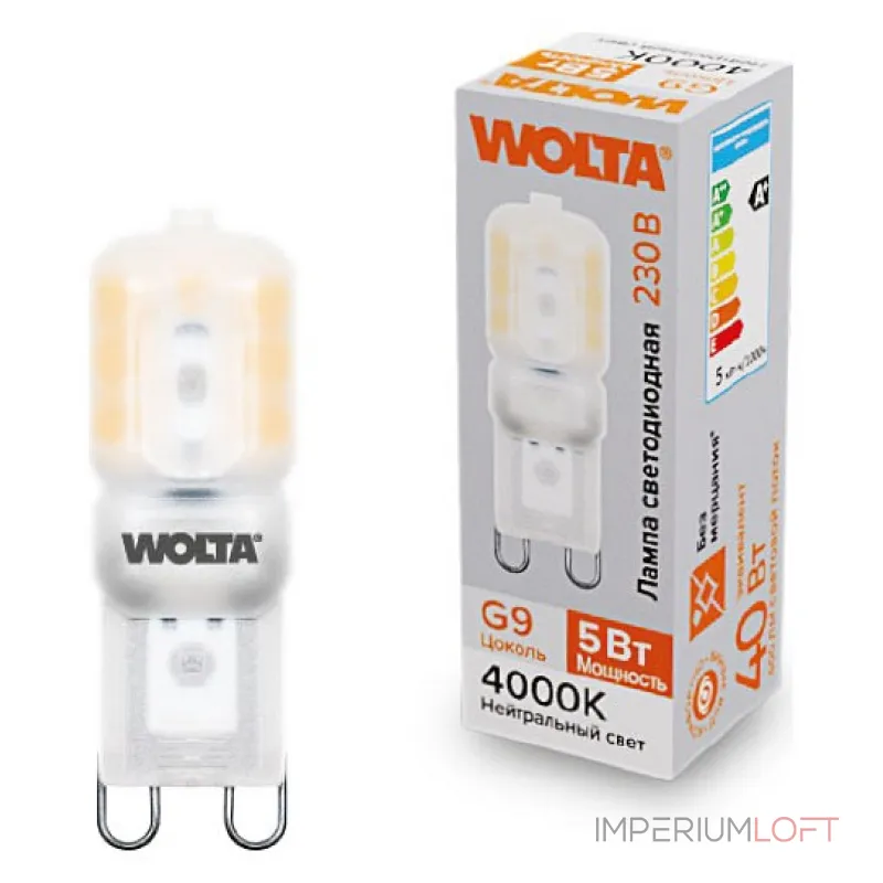 Лампа светодиодная Wolta G9 5Вт 4000K WSTD-JCD-5W4KG9-P