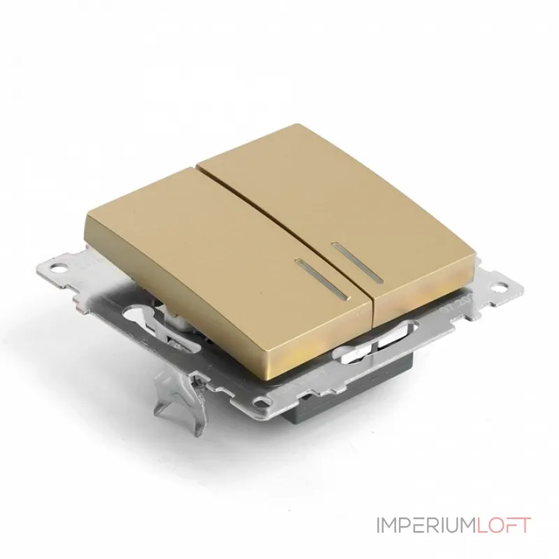 Выключатель двухклавишный с подсветкой без рамки Stekker Катрин 49217 от ImperiumLoft