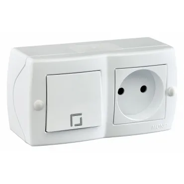 Блок с розеткой и выключателем Mono Electric Octans IP20 104-010101-185