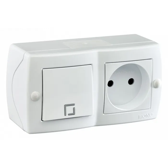 Блок с розеткой и выключателем Mono Electric Octans IP20 104-010101-185 от ImperiumLoft