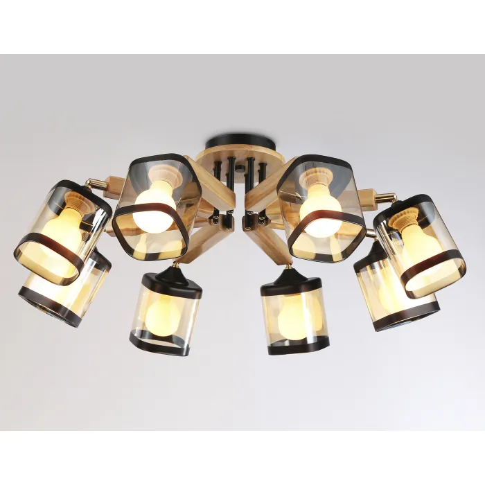 Подвесная люстра TR9530/8 BK/GD/TI черный/золото/янтарь E27*8 max 40W D790*260 от NovaLamp