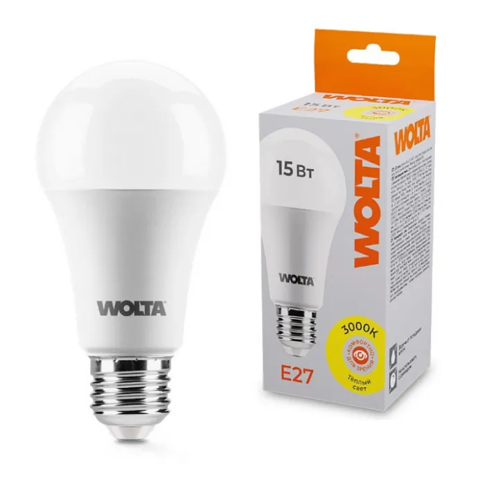 Лампа светодиодная Wolta E27 15Вт 3000K 25Y60BL15E27 от ImperiumLoft