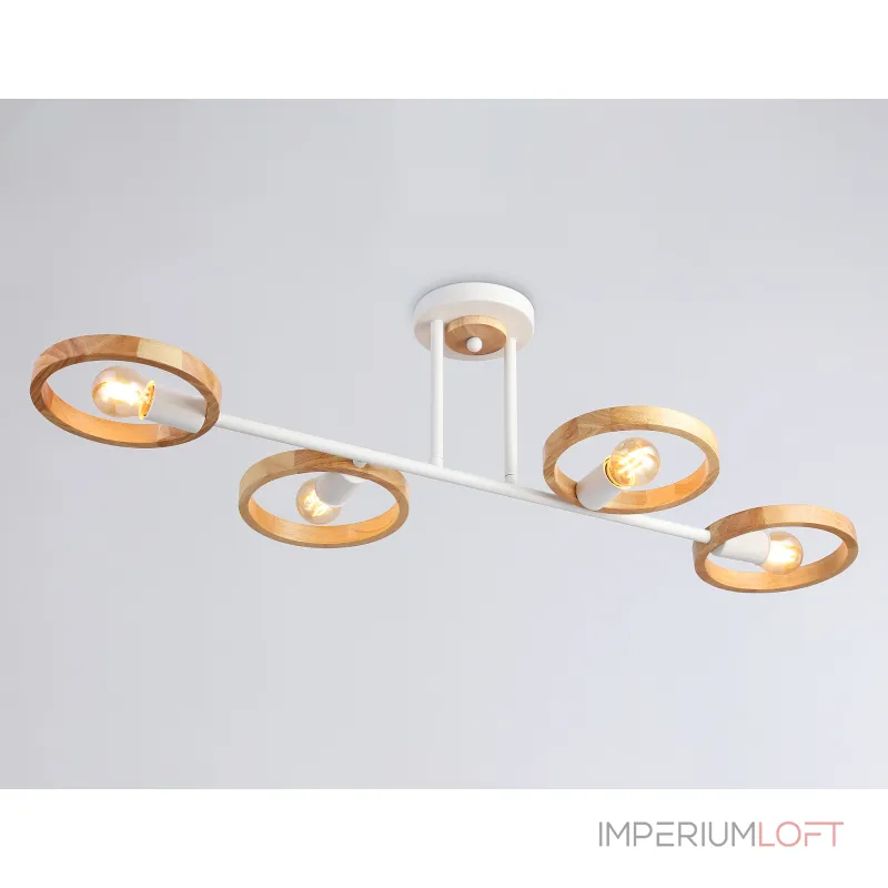 Подвесной светильник со сменной лампой TR8247/4 WH/LWD белый/светлое дерево E27/4 max 40W 840*360*220 от NovaLamp