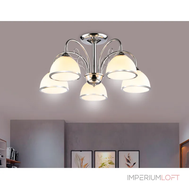 Подвесная люстра TR3182/5 CH/FR хром/белый матовый E27/5 max 40W D575*285 от NovaLamp