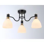 Светильник потолочный TR303303/3 BK/GD/FR черный/золото/белый матовый E27*3 max 60W D600*270 от NovaLamp