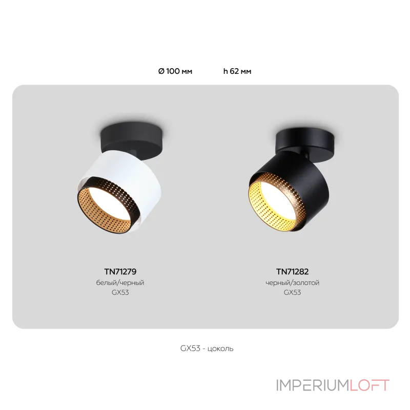 Светильник накладной TN71279 WH/BK белый/черный GX53 max 12W D95*137 от NovaLamp