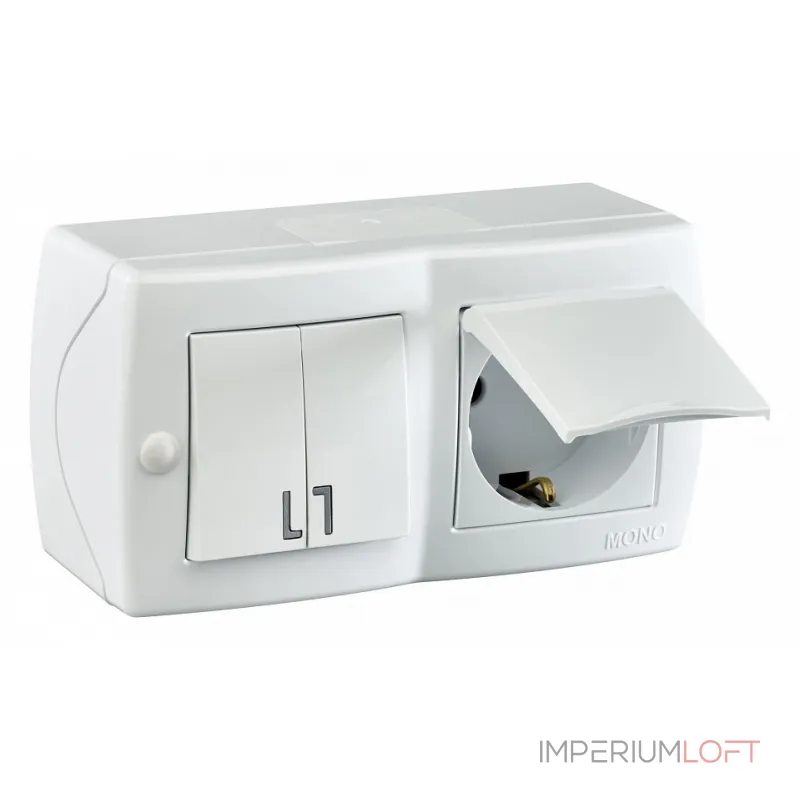 Блок с розеткой и выключателем Mono Electric Octans IP20 104-010101-187 Блок с розеткой и выключателем Mono Electric Octans IP20 104-010101-187