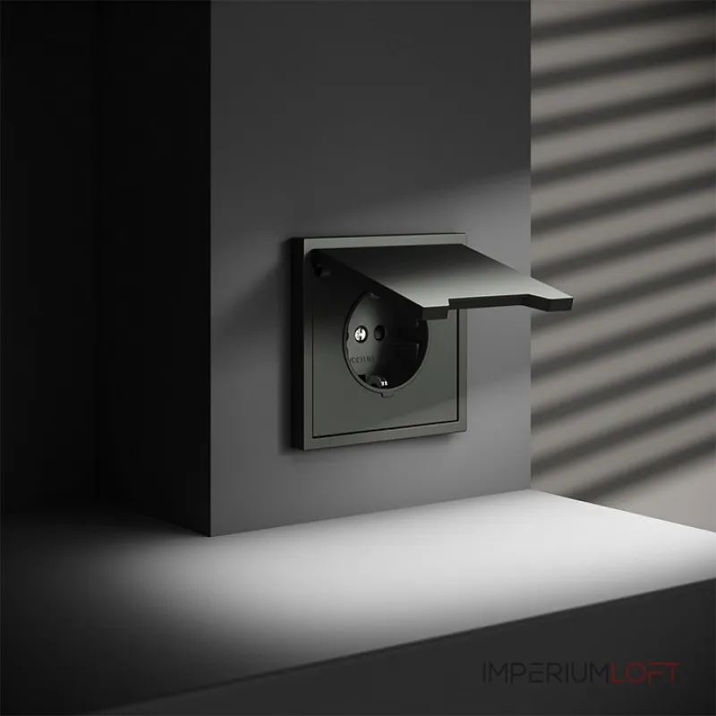 Розетка с заземлением и со шторкой без рамки с крышкой Voltum S70 VLS040306 от ImperiumLoft