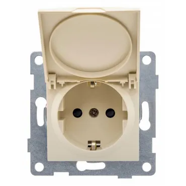 Розетка с заземлением и со шторкой без рамки с крышкой Gusi Electric UGRA С11Р91-003