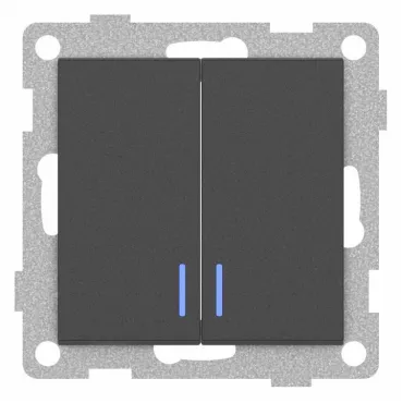 Выключатель двухклавишный с подсветкой без рамки Gusi Electric UGRA С11В28-010