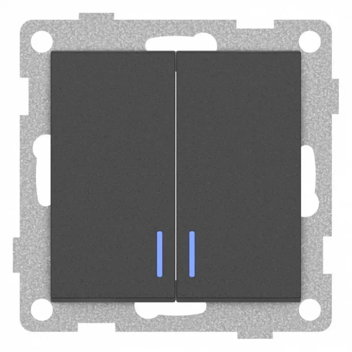 Выключатель двухклавишный с подсветкой без рамки Gusi Electric UGRA С11В28-010 от ImperiumLoft