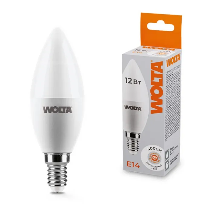 Лампа светодиодная Wolta E14 12Вт 4000K 25SC12E14 от ImperiumLoft
