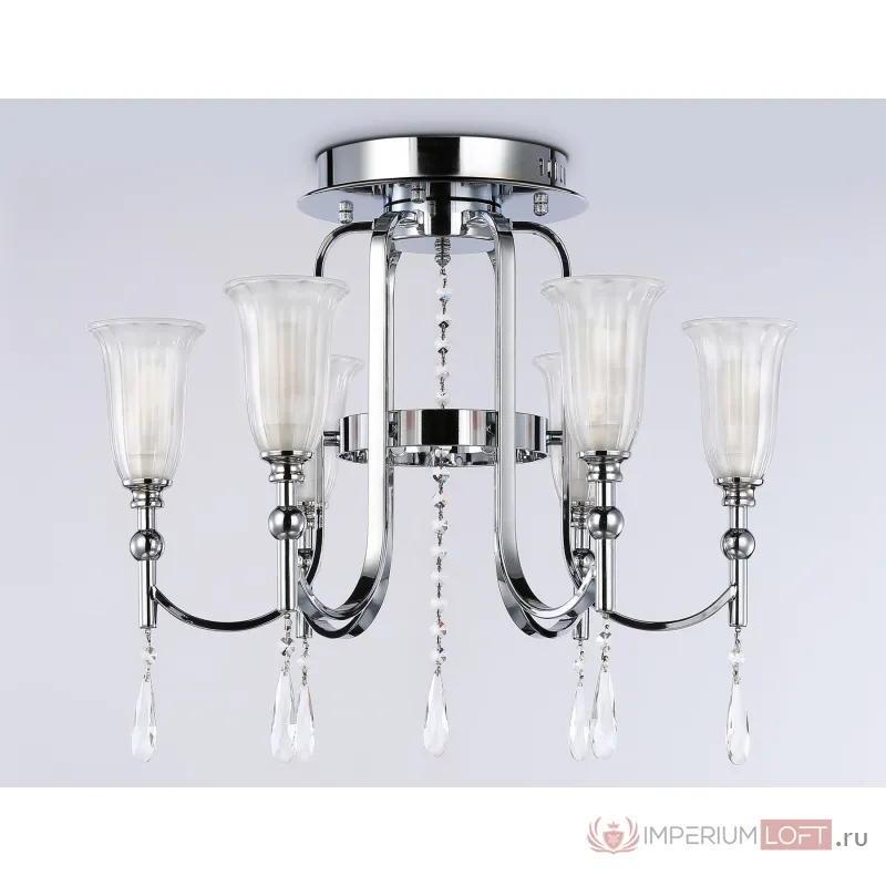 Потолочная люстра с хрусталем TR3243/6 CH/FR хром/белый матовый E14*6 max 40W D600*520 от NovaLamp