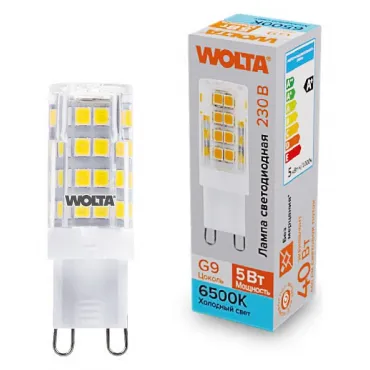 Лампа светодиодная Wolta G9 5Вт 6500K WSTD-JCD-5W6KG9-C