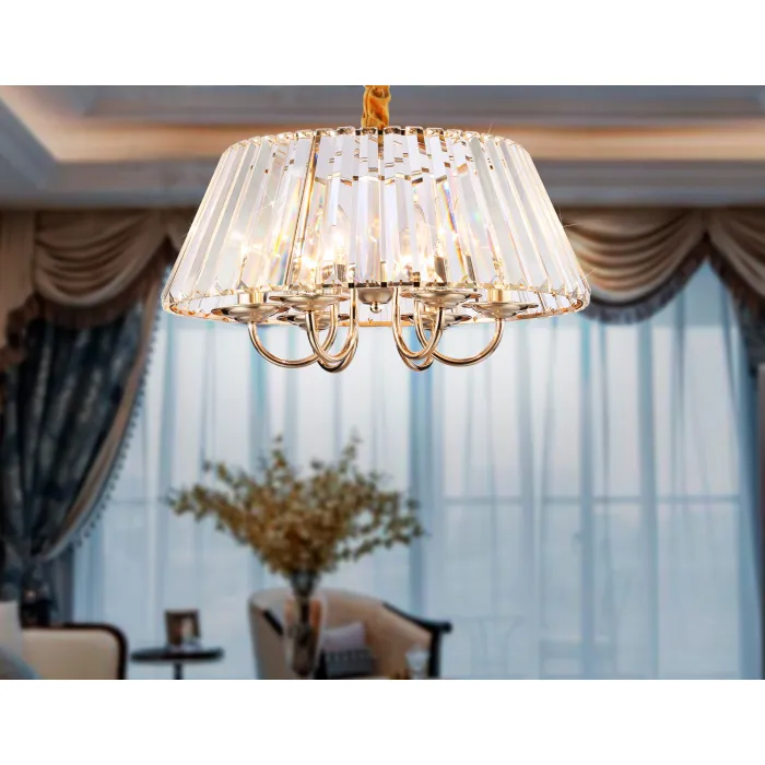 Подвесная люстра с хрусталем TR5039/6 GD/CL золото/прозрачный E14/6 max 40W D496*256 от NovaLamp