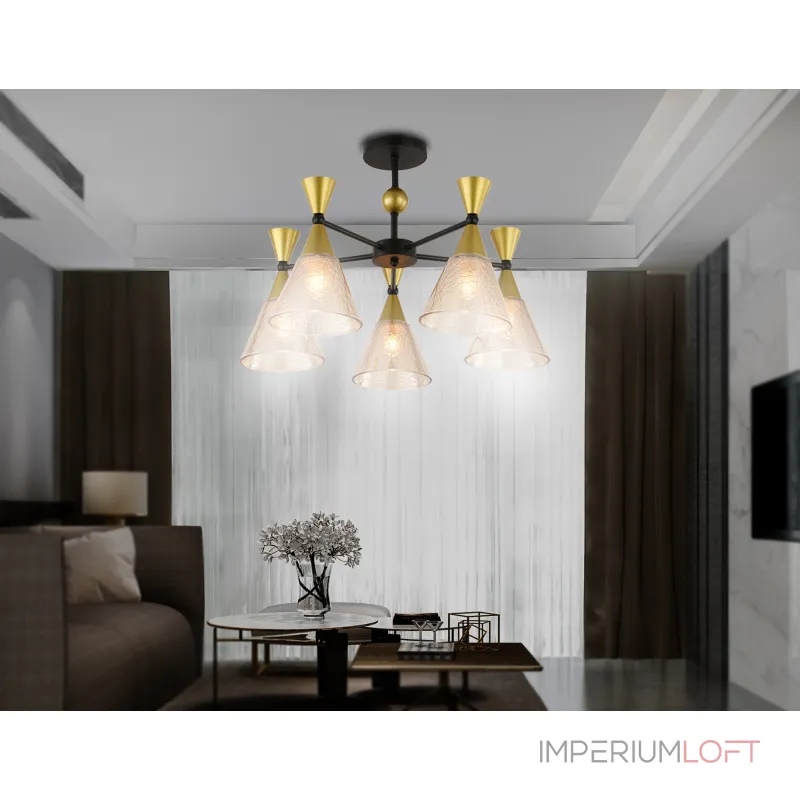 Подвесной светильник TR3171/5 BK/GD черный/золото E27/5 max 60W D580*380 от NovaLamp
