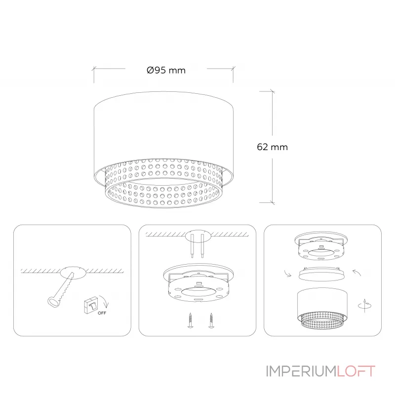 Светильник накладной TN71275 BK/GD черный/золото GX53 max 12W D95*62 от NovaLamp