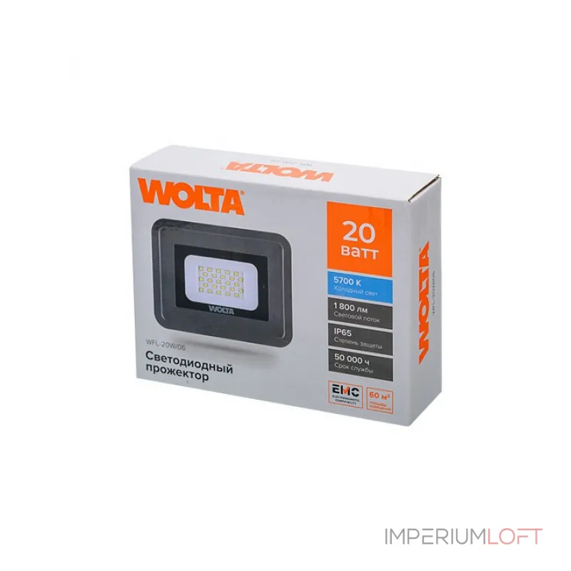 Настенно-потолочный прожектор Wolta WFL-20W WFL-20W/06 Настенно-потолочный прожектор Wolta WFL-20W WFL-20W/06