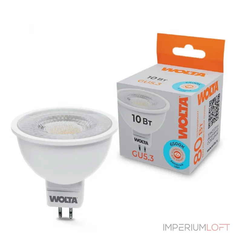 Лампа светодиодная Wolta GU5.3 10Вт 6500K WSTD-MR16-220V10W6KGU5.3-L Лампа светодиодная Wolta GU5.3 10Вт 6500K WSTD-MR16-220V10W6KGU5.3-L