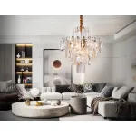Подвесная люстра с хрусталем TR5231/9 SGD/CL/FR золото/прозрачный/белый матовый E27*9 max 40W D500*530 от NovaLamp