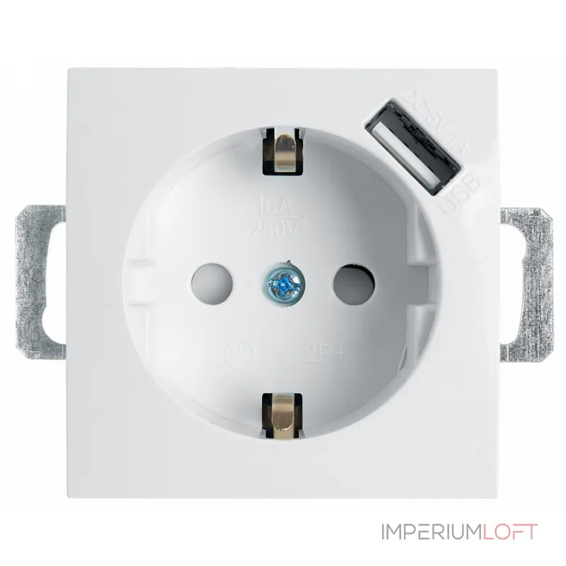 Розетка с заземлением и со шторками и USB без рамки Stekker PST16-9111 39318