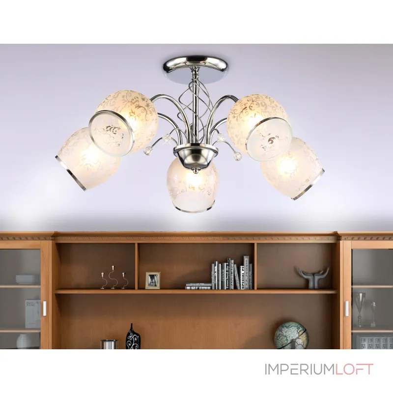 Подвесная люстра TR3188/5 CH/CL/FR хром/прозрачный/белый матовый E27/5 max 40W D600*285 от NovaLamp Подвесная люстра TR3188/5 CH/CL/FR хром/прозрачный/белый матовый E27/5 max 40W D600*285 от NovaLamp