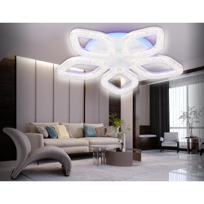 Светильник потолочный светодиодный с RGB подсветкой и пультом FA3925/5 WH белый 100W 3000K/4200K/6400K+RGB D570*80 (ПДУ РАДИО 2.4G) от NovaLamp