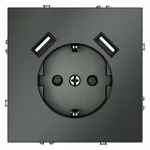 Розетка встраиваемая S70 с заземлением и защитными шторками 16А с USB A+A (титан) Voltum VLS040406