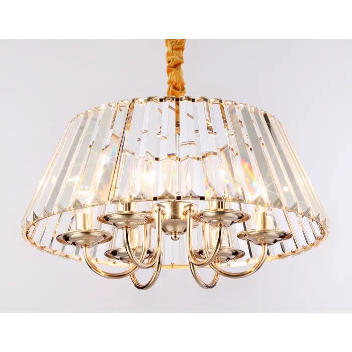 Подвесная люстра с хрусталем TR5039/6 GD/CL золото/прозрачный E14/6 max 40W D496*256 от NovaLamp