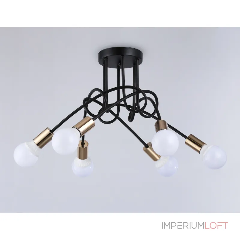 Потолочный светильник в стиле лофт TR80419/5 BK/GD черный/золото E27/5 max 60W D690*370 от NovaLamp Потолочный светильник в стиле лофт TR80419/5 BK/GD черный/золото E27/5 max 60W D690*370 от NovaLamp