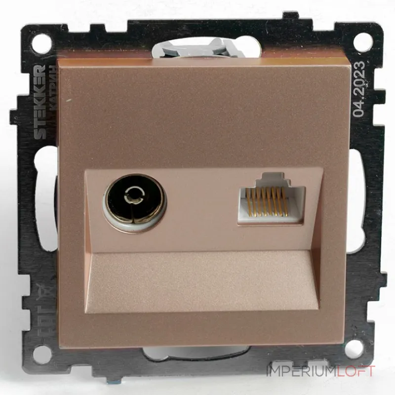ТВ-розетка и розетка Ethernet RJ-45 без рамки Stekker GLS00-7106-02 49184 ТВ-розетка и розетка Ethernet RJ-45 без рамки Stekker GLS00-7106-02 49184