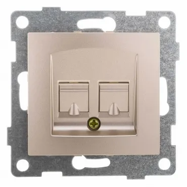Розетка двойная RJ-12 и Ethernet RJ-45 без рамки Gusi Electric BRAVO С10КТ-027
