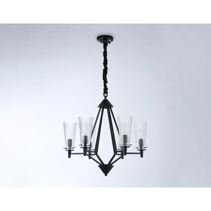 Подвесная люстра со сменной лампой TR3237/6 BK черный E14/6 max 40W D610*585 от NovaLamp