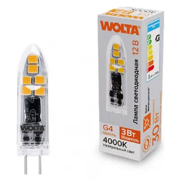 Лампа светодиодная Wolta G4 3Вт 4000K WSTD-JC-12V3W4KG4-P