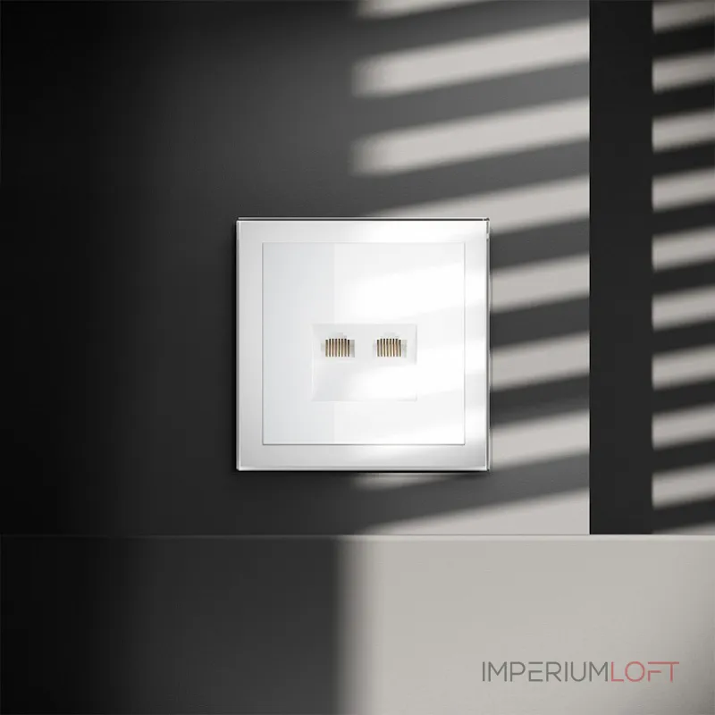 Розетка компьютерная встраиваемая S70 двойная RJ45+RJ45 кат.6 (белый глянцевый) Voltum VLS060201